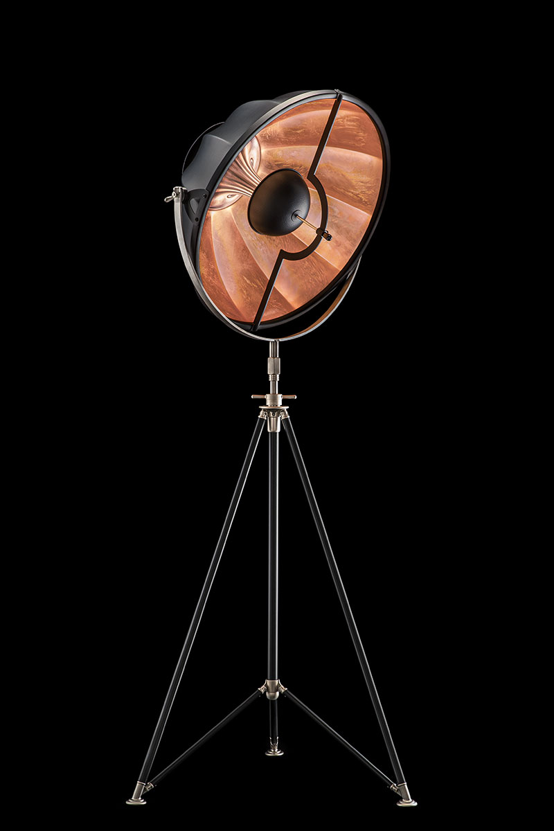 Fortuny Studio 63 floor tripod lamp black copper