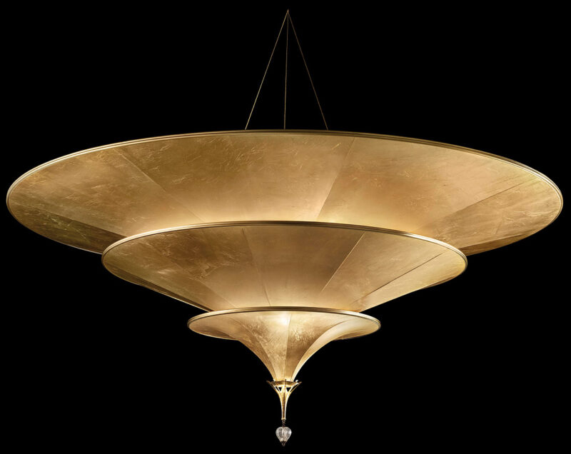 Fortuny Icaro glass fibre 3 tiers gold lamp
