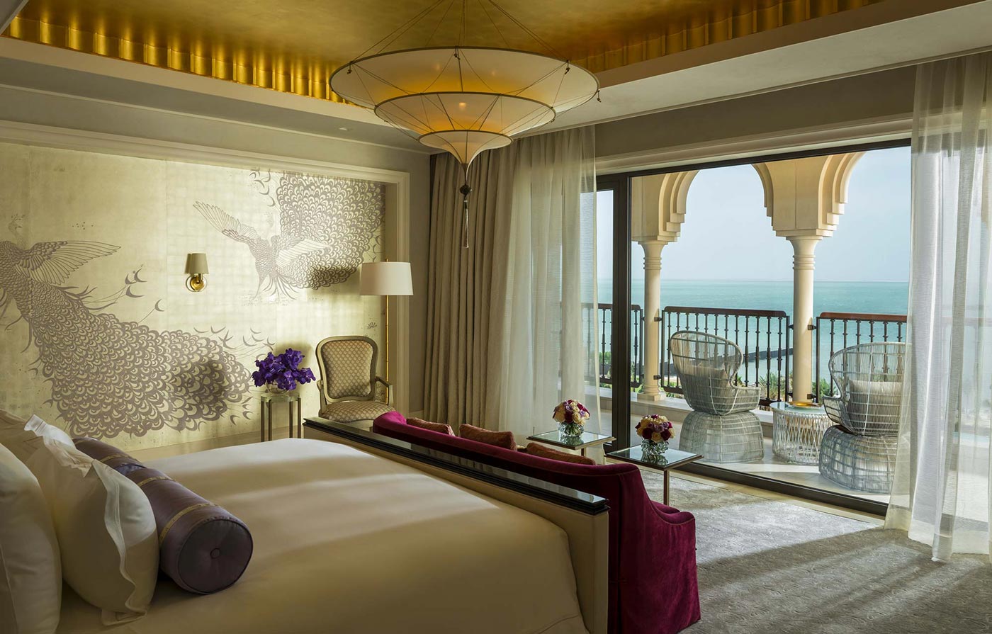 3 Ebenen einfache Seidenlampe Scheherazade im Four Seasons Resort Hotel in Dubai, Hauptschlafzimmer der Royal Suite
