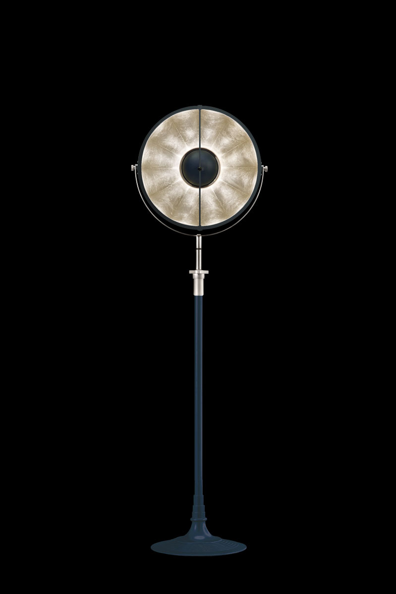 Fortuny Atelier 41 Stehleuchte aus Pastellblau und Blattsilber