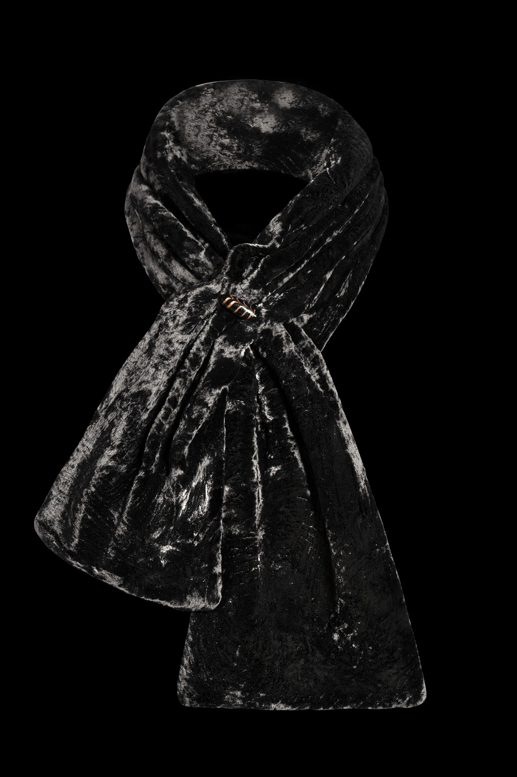 Fortuny furrowed velvet scarf with Murano glass beads