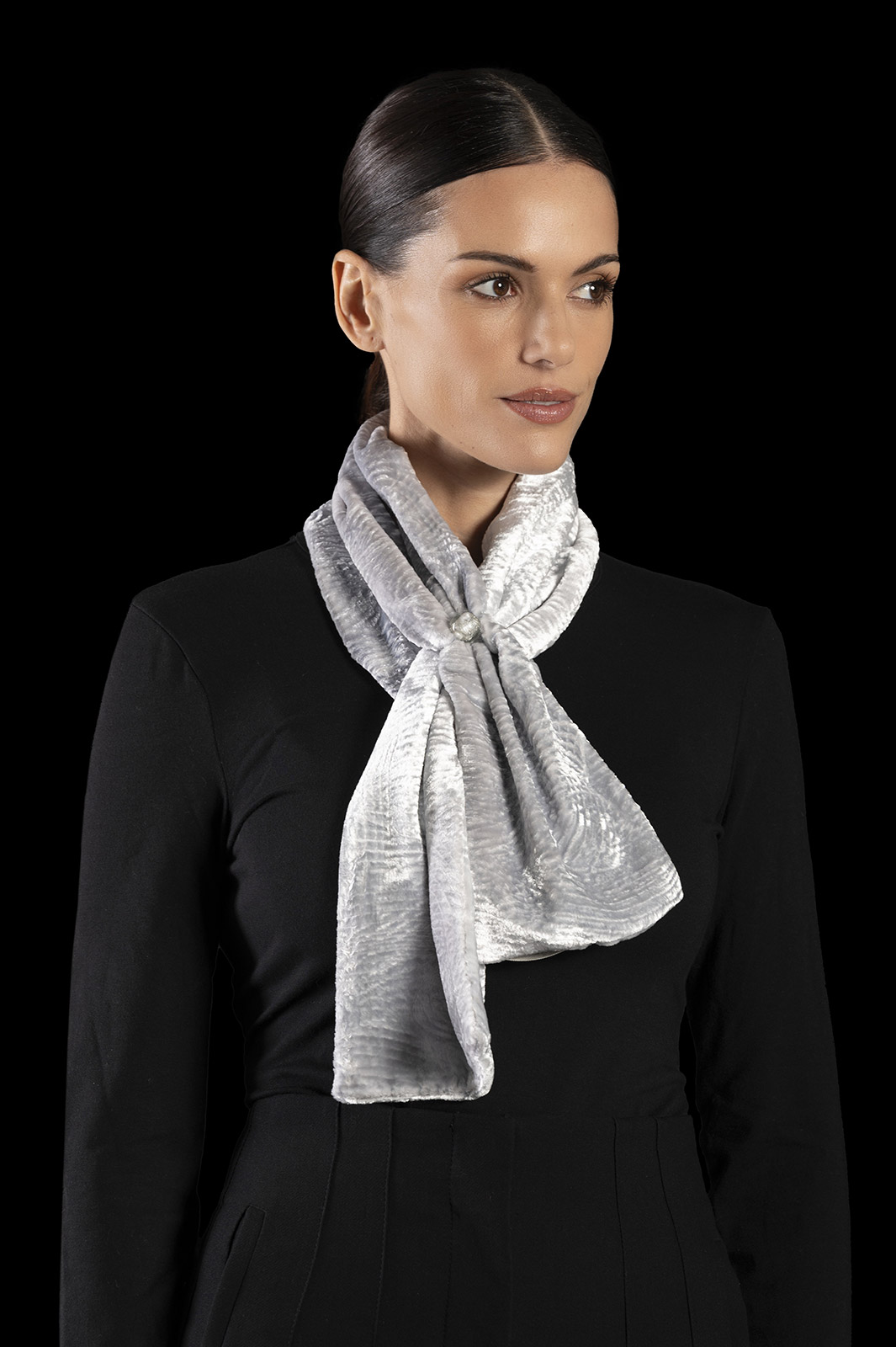 Fortuny furrowed velvet scarf with Murano glass beads