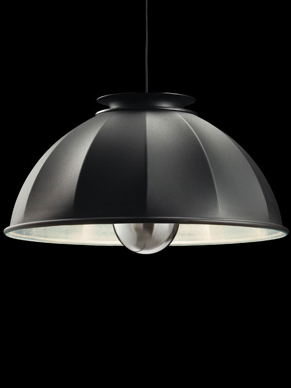 Fortuny Cupola 76 schwarze und blattsilbere Hängeleuchte