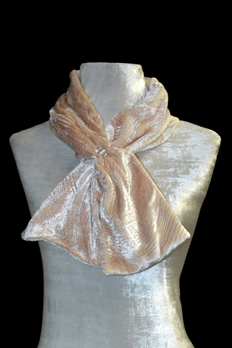 Fortuny shell pink furrowed velvet scarf with Murano glass bead