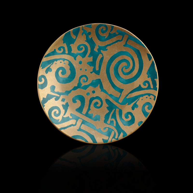 Set aus 4 blaugrünen Desserttellern Fortuny Maori
