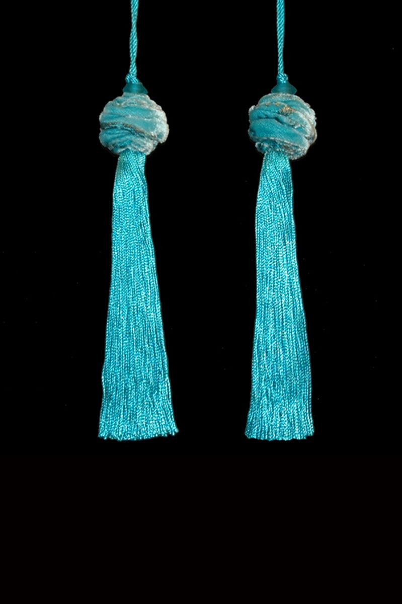 Venetia Studium Turbante couple of turquoise blue key tassels