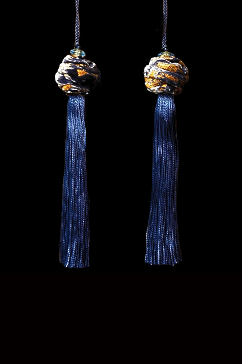 Venetia Studium Turbante couple of prussian blue key tassels