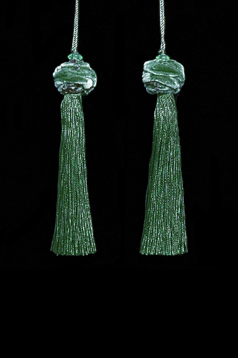 Venetia Studium Turbante couple of  slate green key tassels