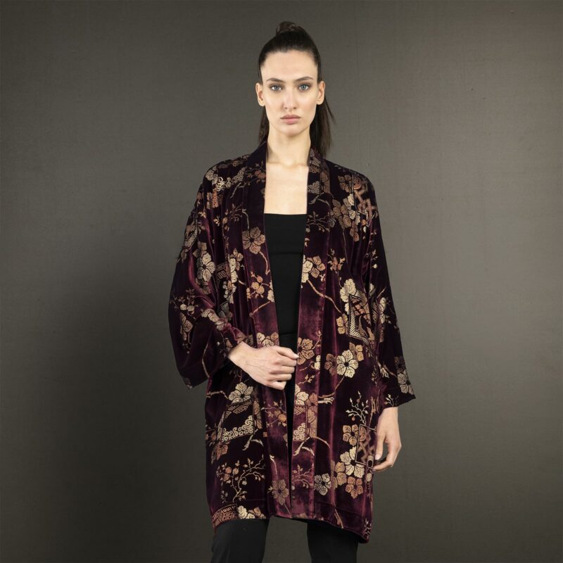 Isabel | Printed velvet Kimono Coat