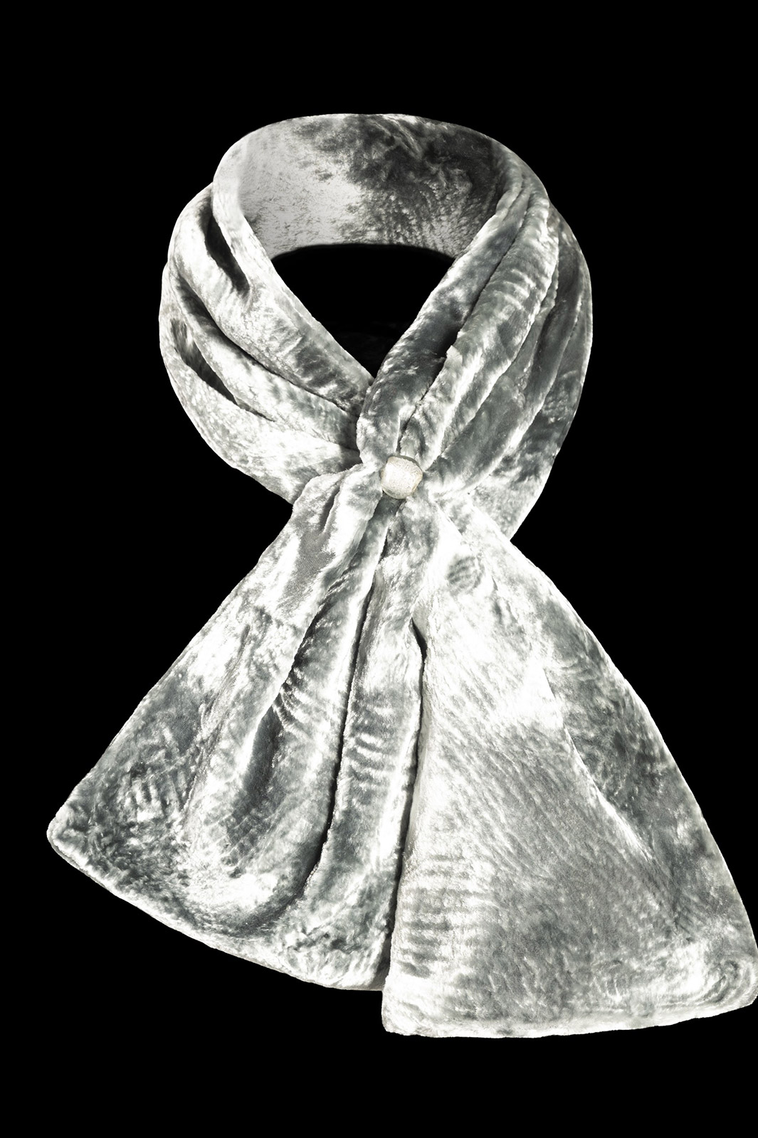 Fortuny furrowed velvet scarf with Murano glass beads