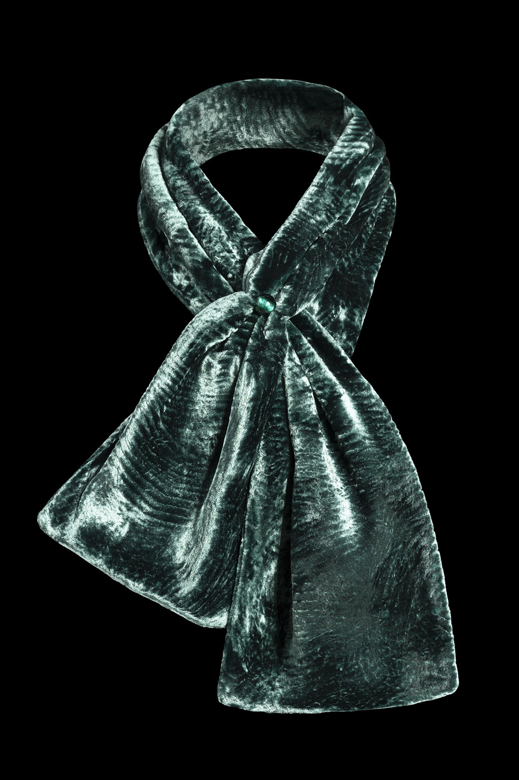 Fortuny furrowed velvet scarf with Murano glass beads