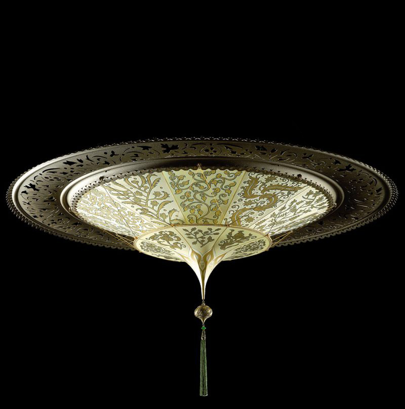 Fortuny Scheherazade 2 tiers Herbarium silk lamp with metal ring