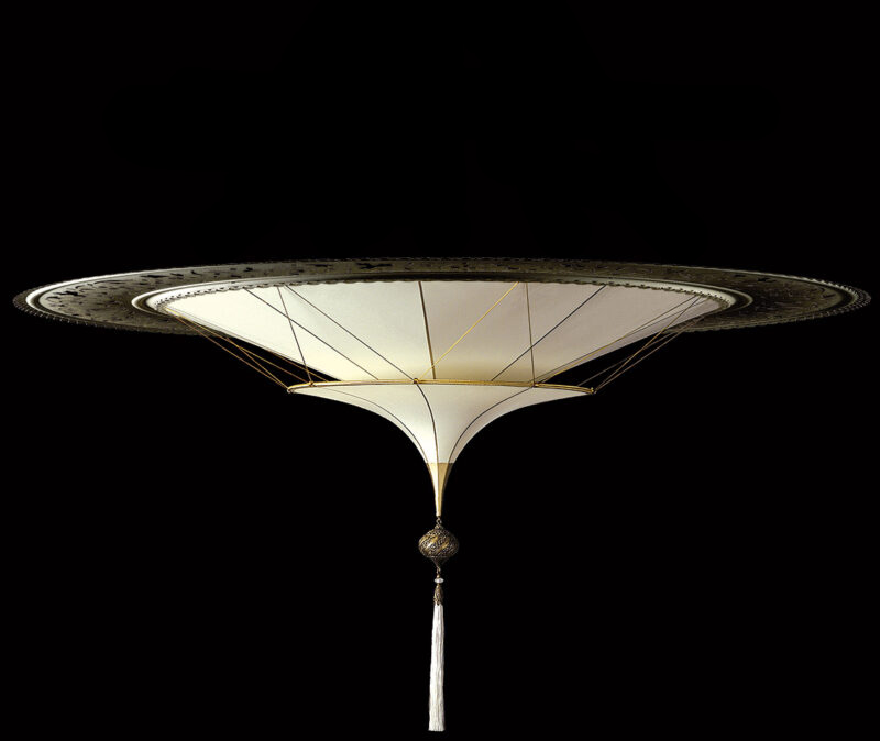 Fortuny Scheherazade 2 tiers Plain silk lamp with metal ring