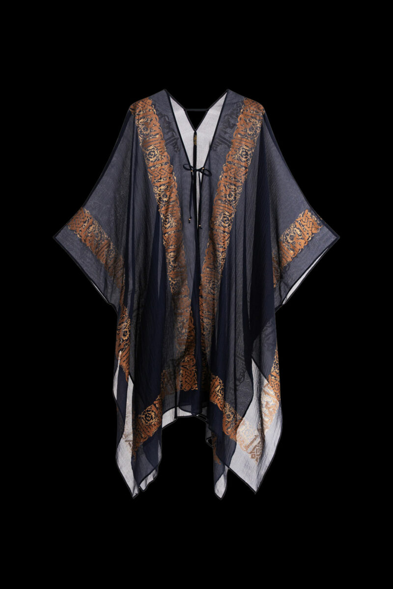 Esther Abendmantel aus Crêpe Georgette | Arabo Marineblau