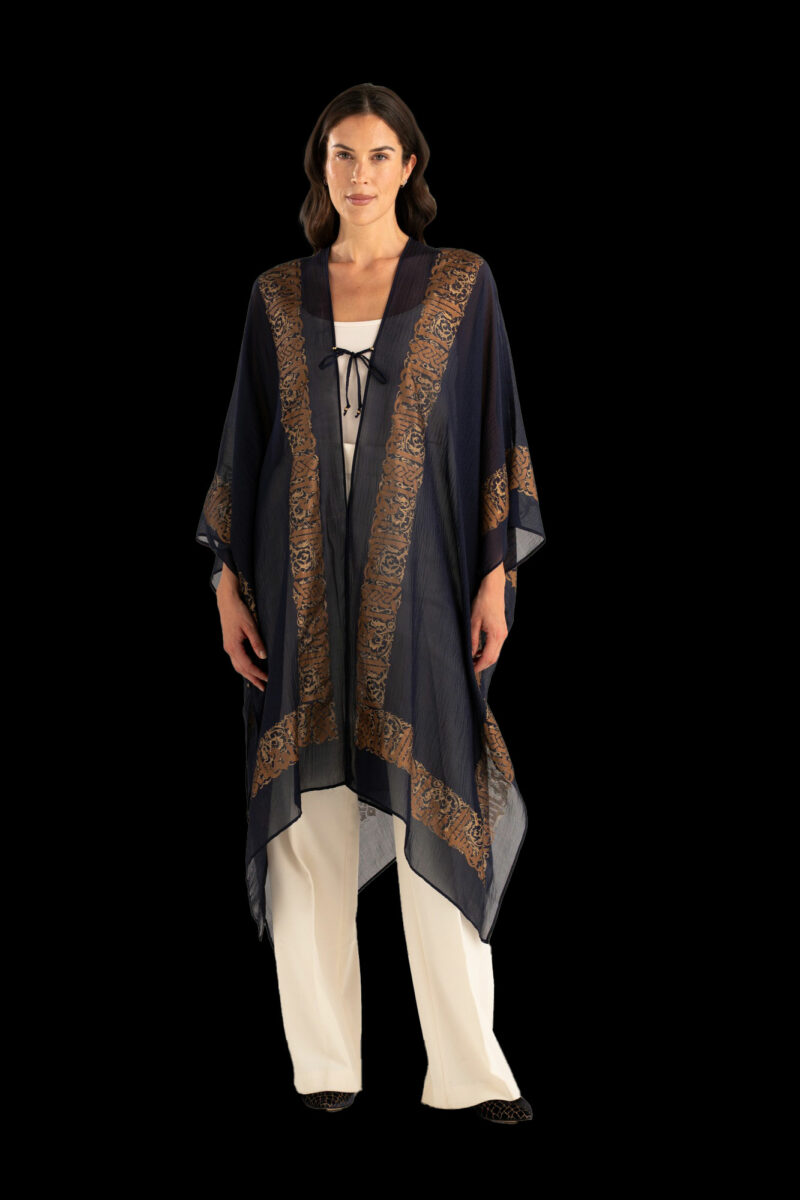 Esther Abendmantel aus Crêpe Georgette | Arabo Marineblau