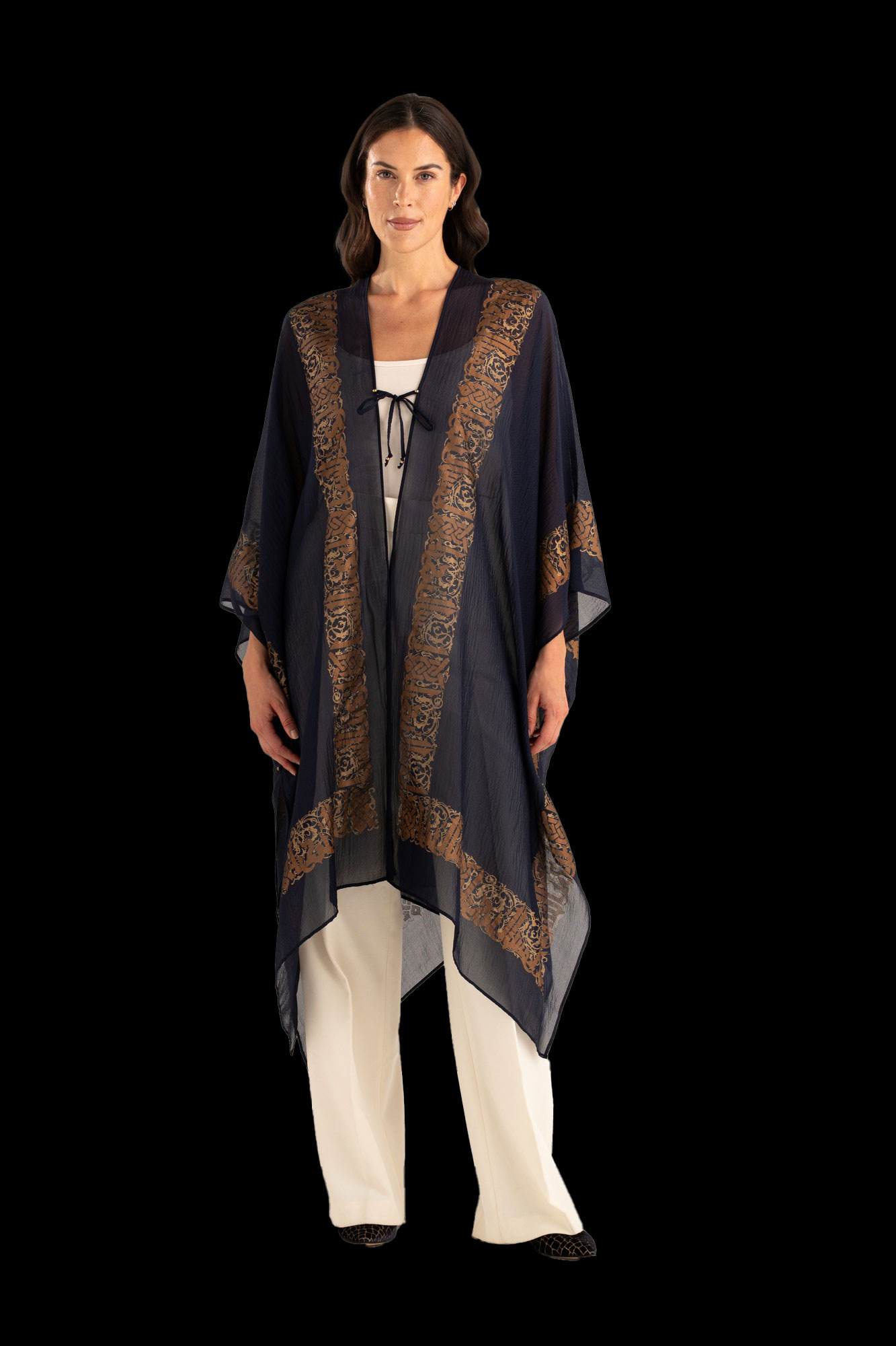 Esther Abendmantel aus Crêpe Georgette | Arabo Marineblau