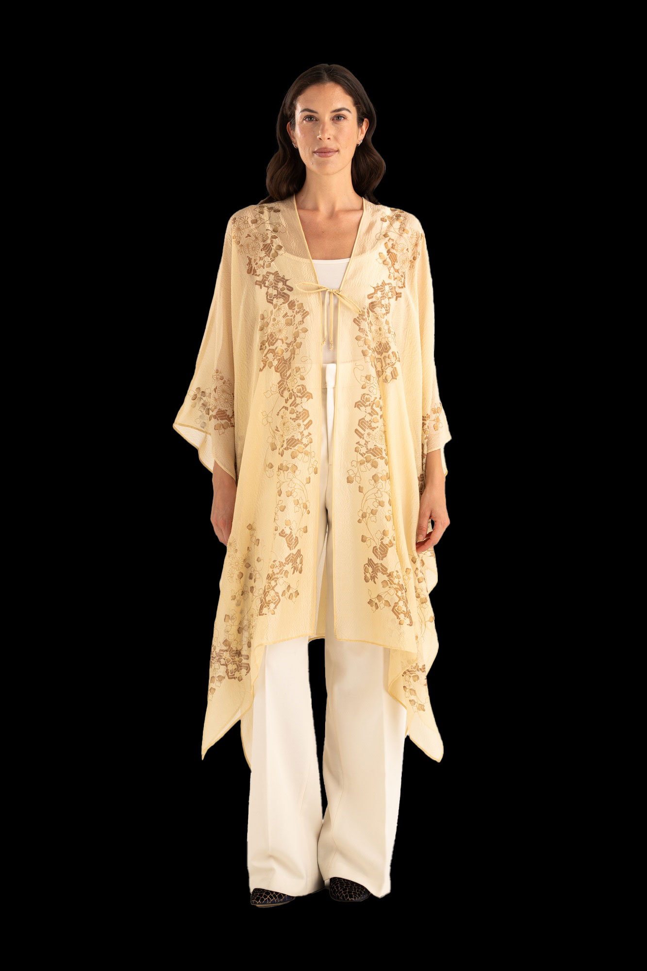 Esther Abendmantel aus Crêpe Georgette | Ramage Beige