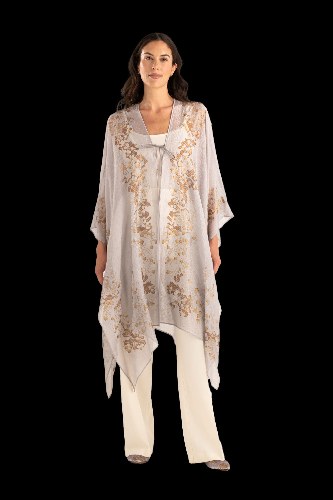 Esther Abendmantel aus Crêpe Georgette | Ramage Taupe