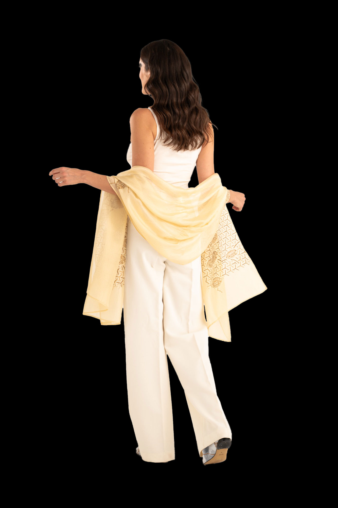 Schal aus Crêpe Georgette | Japan Beige