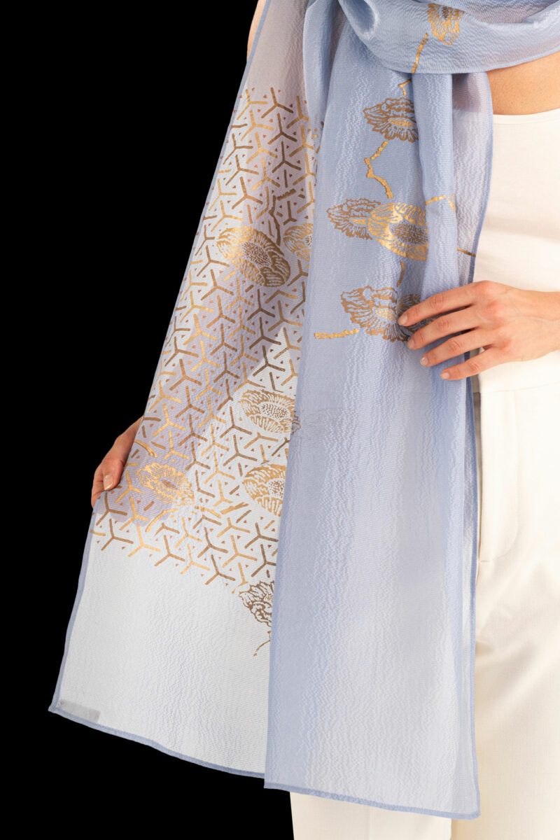 Schal aus Crêpe Georgette | Japan Immergrünblau