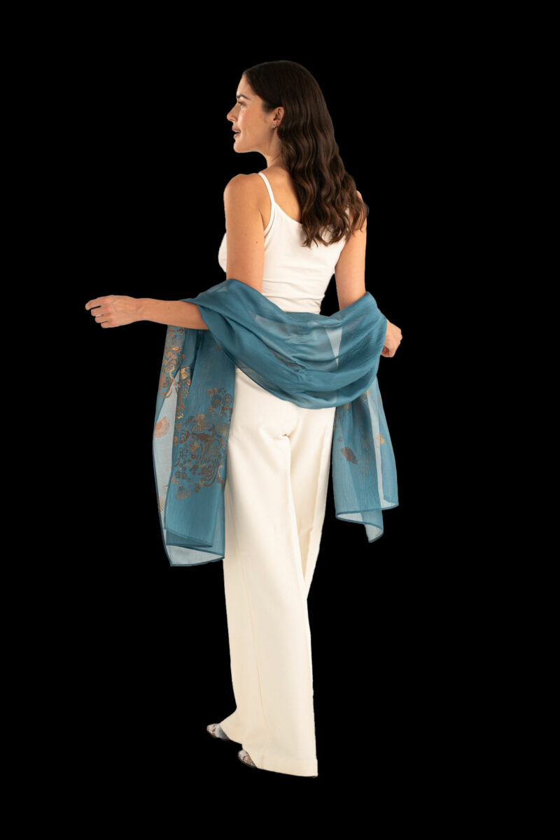 Schal aus Crêpe Georgette | Ventagli Helles Teal