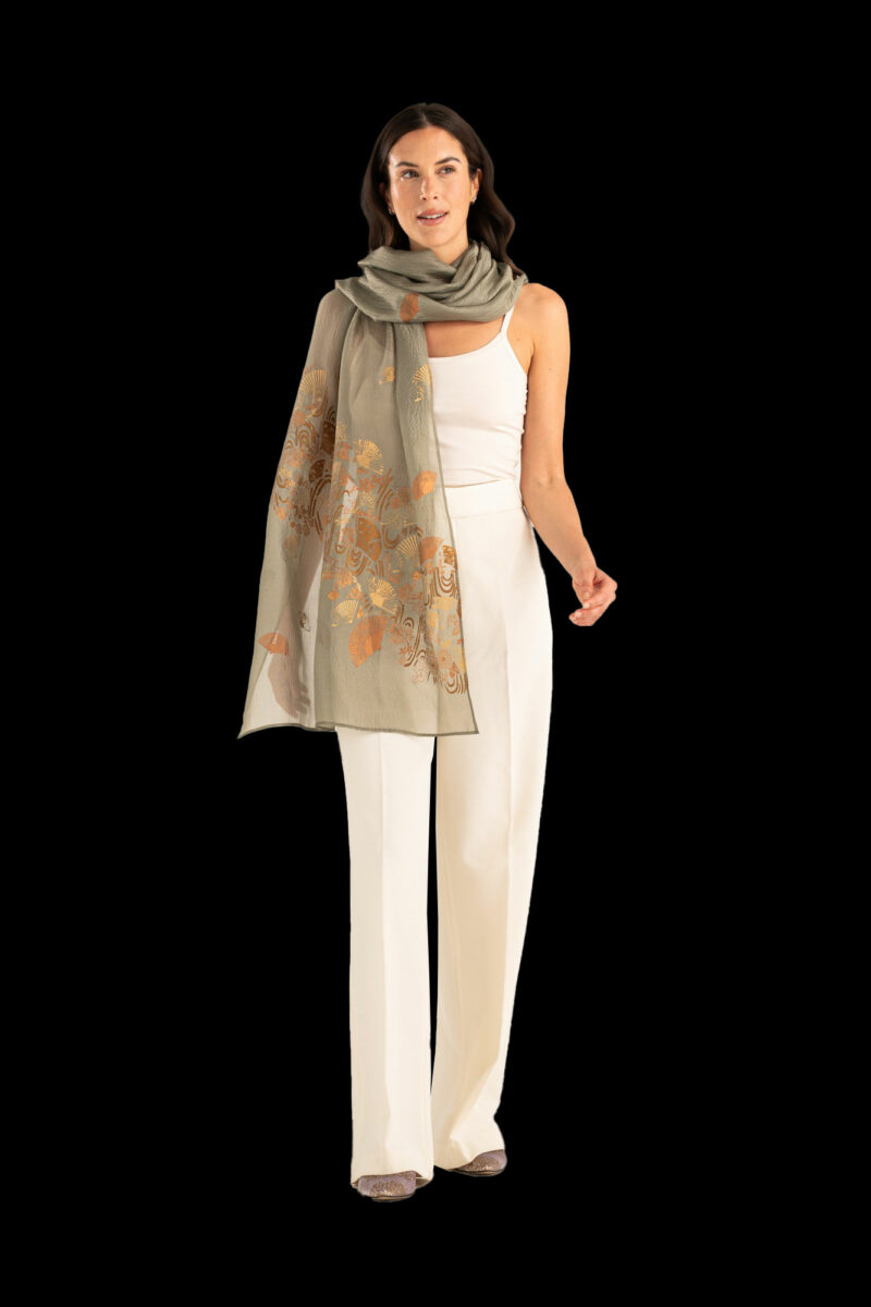 Schal aus Crêpe Georgette | Ventagli Sage green