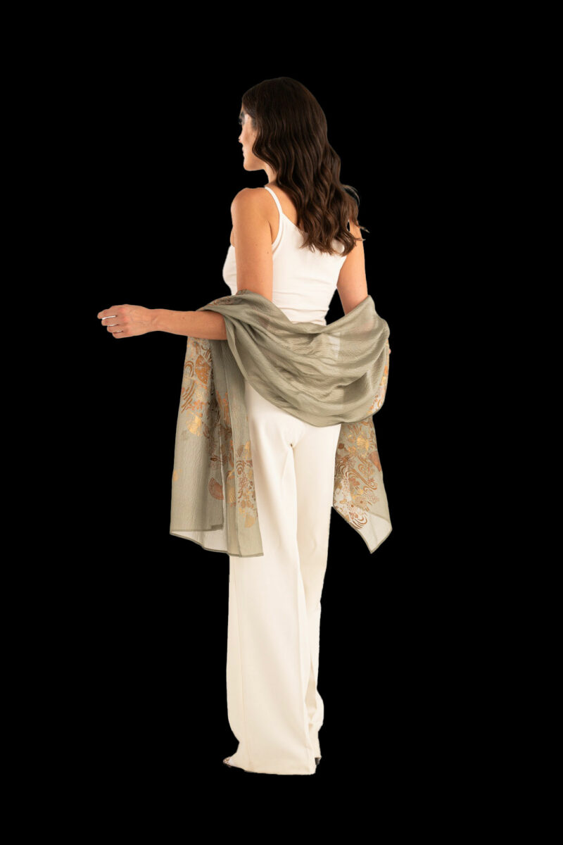 Schal aus Crêpe Georgette | Ventagli Sage green
